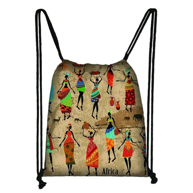 African Pattern Drawstring Travel Bag