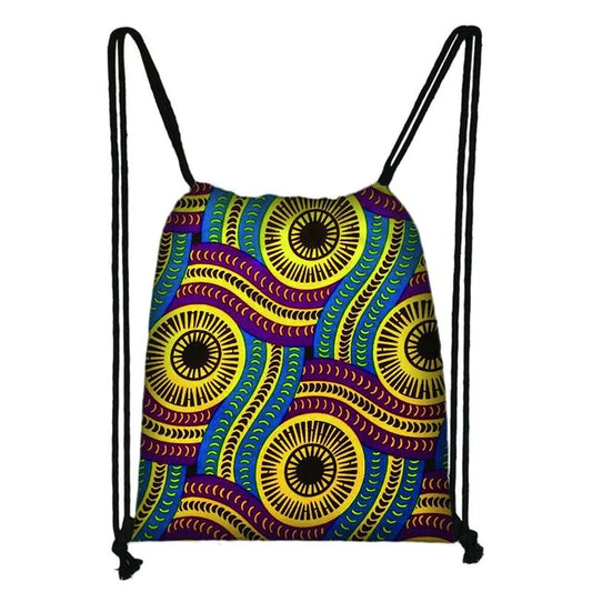 African Pattern Drawstring Travel Bag