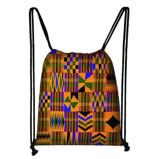 African Pattern Drawstring Travel Bag